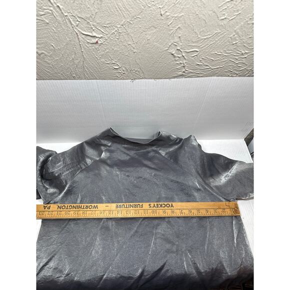 Ulla Popken Womens Mock Neck Short 3/4  Sleeve Pewter Silver Tunic Plus Sz 16/18 - Picture 5 of 5